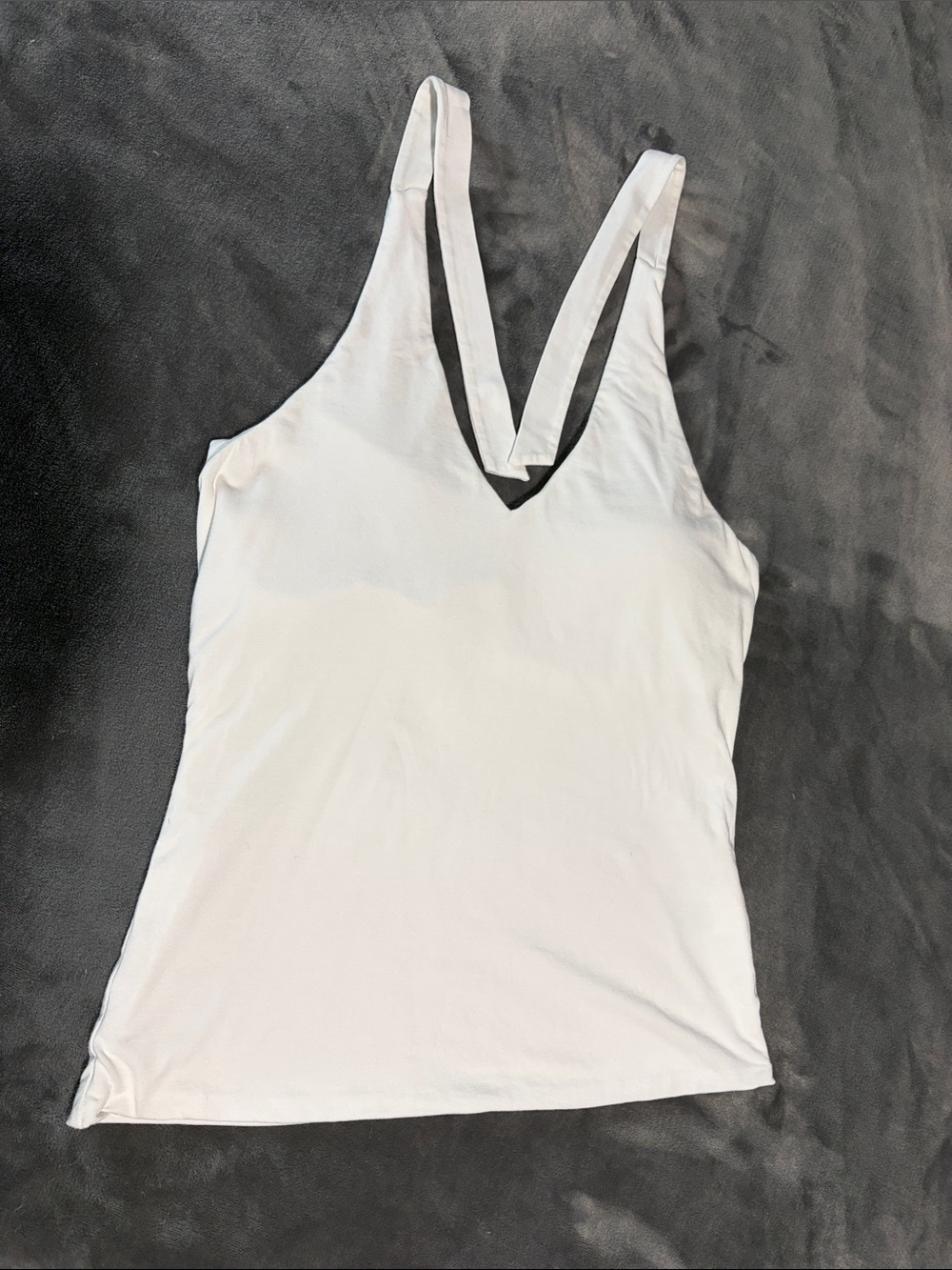 Lands' End White V-Neck Halter Top, Built in Bra, Small 6-8